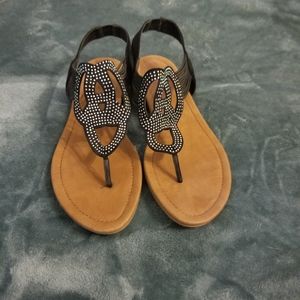 Torrid Black Rhinestone Stretch Sandals Size 10W